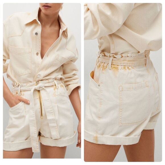 Mango Shorts Denim Paperbag New - Picture 1 of 10